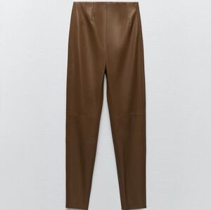 ZARA BROWN FAUX LEATHER LEGGINGS